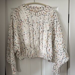 Eesome Multicolor Speckled Cable Knit Sweater